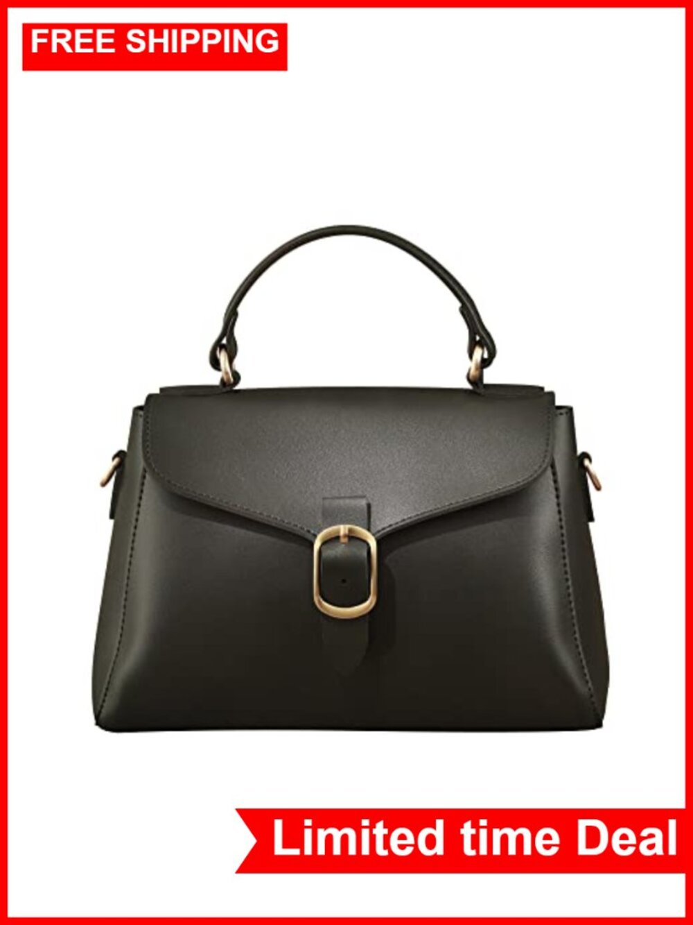 Vegan Leather Satchel Handbag Flap Top Handle